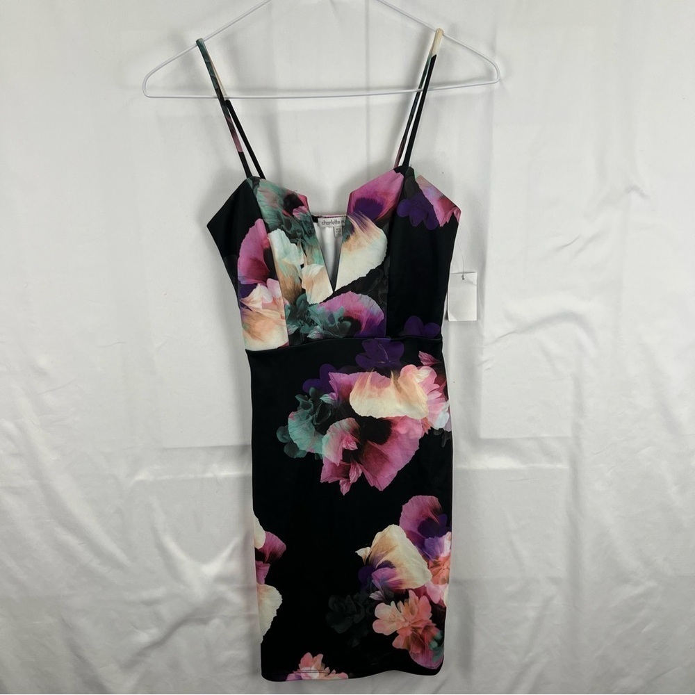 Charlotte Russe - Women's Dress - X Small - Black Floral - Spaghetti Strap - NWT